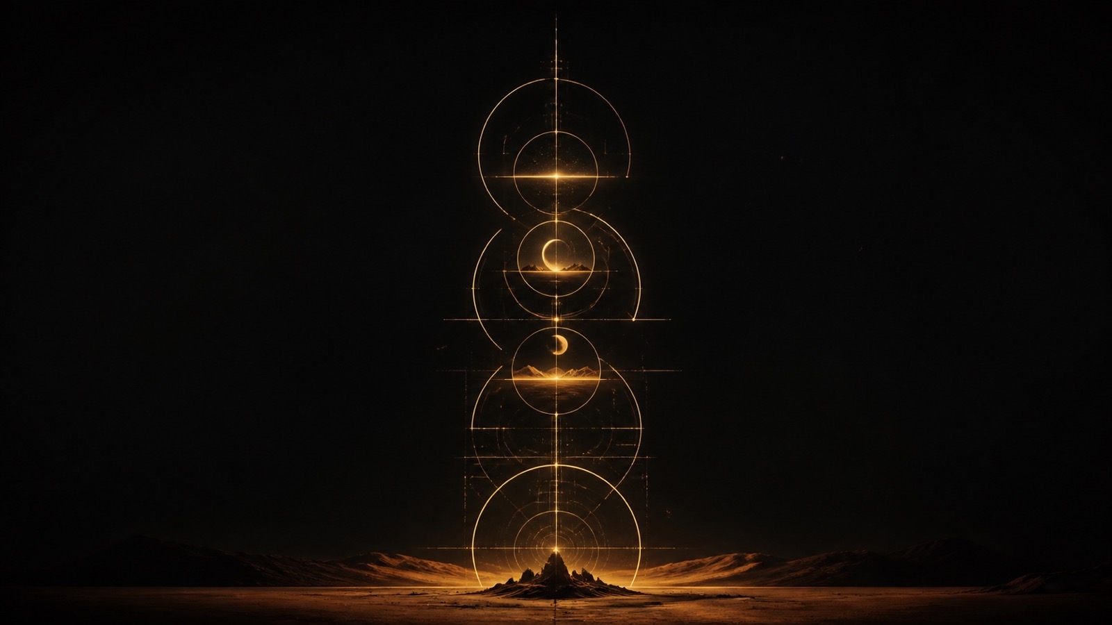 Estrutura humana abstrata de luz e círculos, representação não corporal de Adam Kadmon